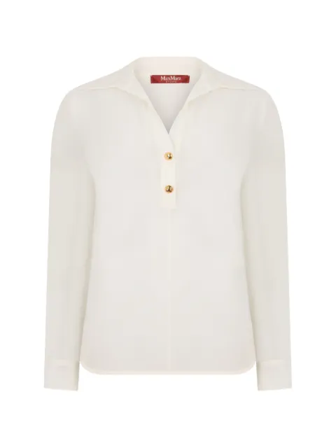 Max Mara Aia gold-tone button silk blouse White 2626116061600