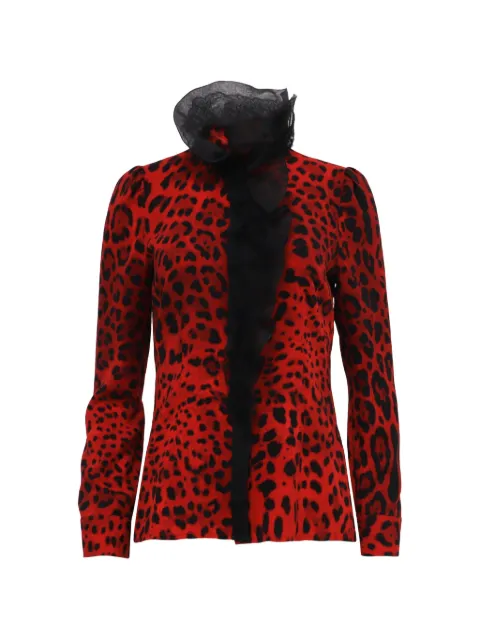 Dolce & Gabbana Pre-Owned leopard-print ruffled blouse Red GILTPUUSCL761076W
