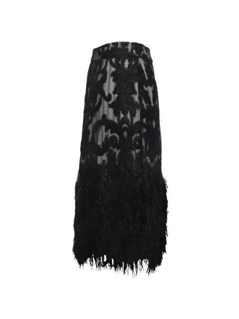 GANNI striped feather-trim skirts Black GILTPUUSCL761082W