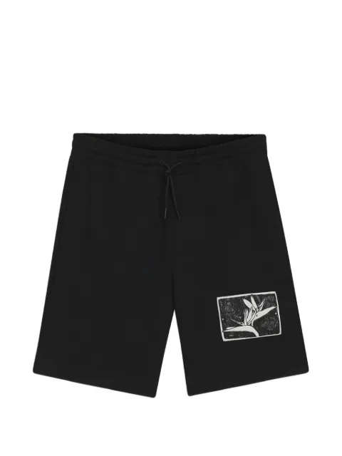 HUGO Darispan cotton-terry shorts with artwork-patch Black 50563466