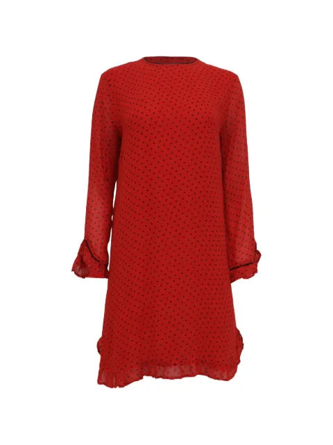 GANNI Polka dot-print ruffled dress Red GILTPUUSCL762378W