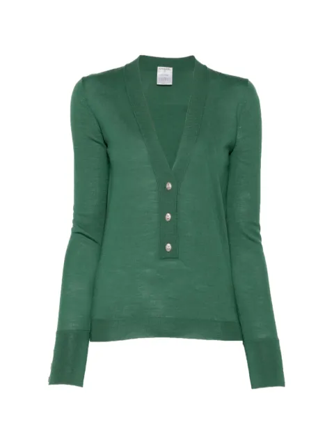 CHANEL Pre-Owned CC-button cardigan Green CSKS9367