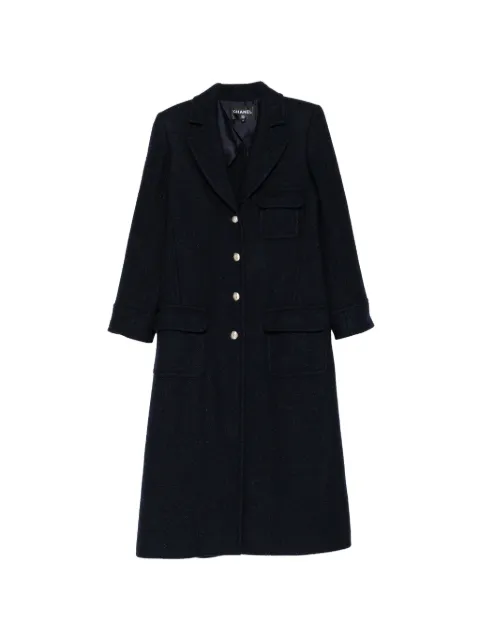 CHANEL Pre-Owned CC-button coat Blue CSKS9363