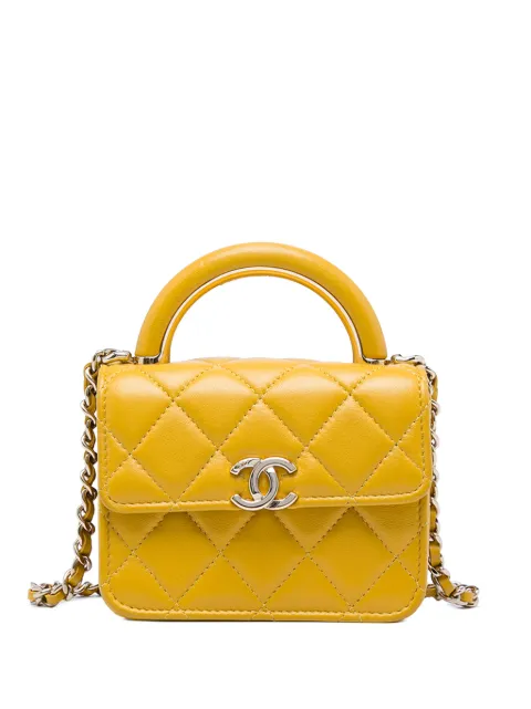 CHANEL Pre-Owned 2021-2026 Mini Lambskin Paris Le19M Charming Top Handle Flap satchel Yellow ZZA88YPXU92VKN0A