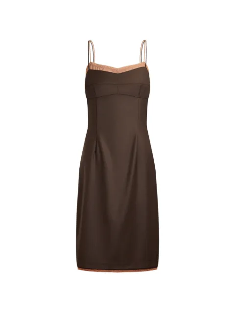 12 STOREEZ lace-trim spaghetti-strap mini dress Brown 132839