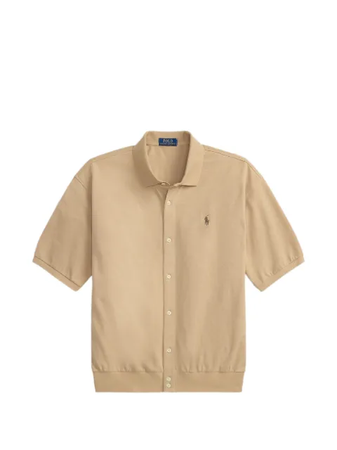 Polo Ralph Lauren logo-embroidered ribbed-trim shirt Neutrals 710B18514002