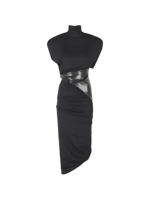 THE ANDAMANE leather-panelled ruched dress Black T200121ATJV053099