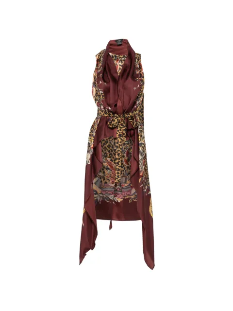 ETRO leopard-print asymmetric gilet Red WRDA0029AK19T