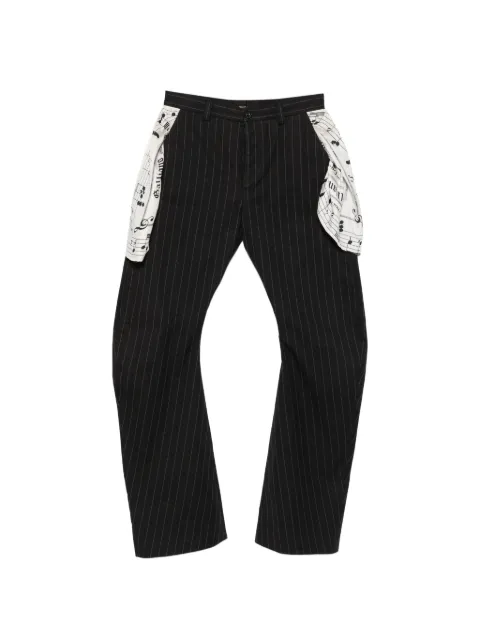 John Galliano Pre-Owned 2000s pinstripe scarf-detail trousers Black JG350CEE
