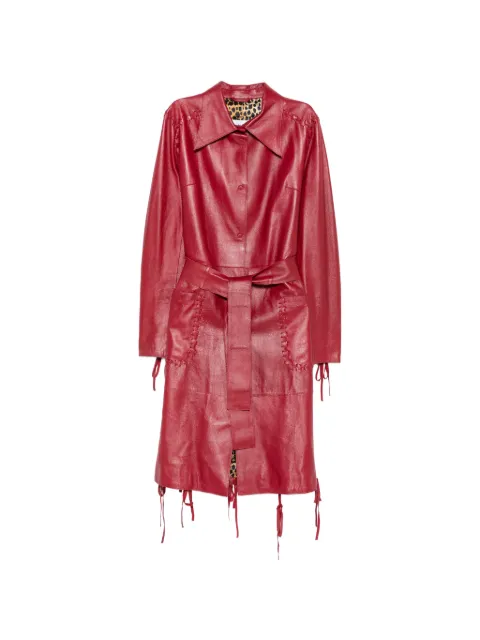Dolce & Gabbana Pre-Owned 2000s belted whipstitch-trim coat Red DG1100CED