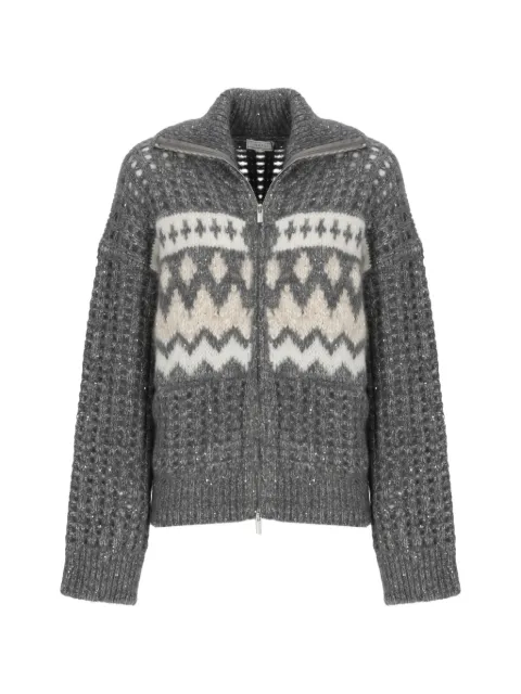 Peserico sequin-embellished perforated sweater Grey A99883F03H9100H72