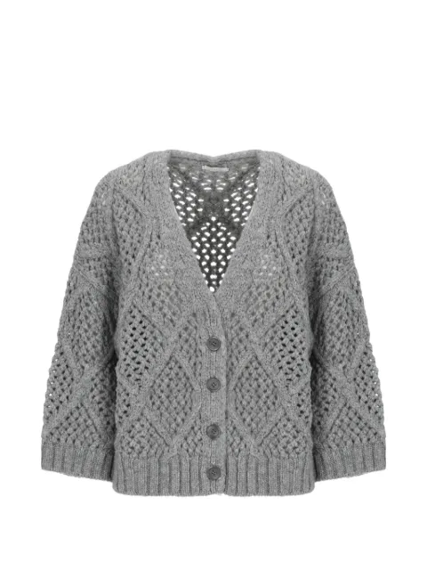 Peserico perforated-knit bead-embellished sweater Grey A99272F03R