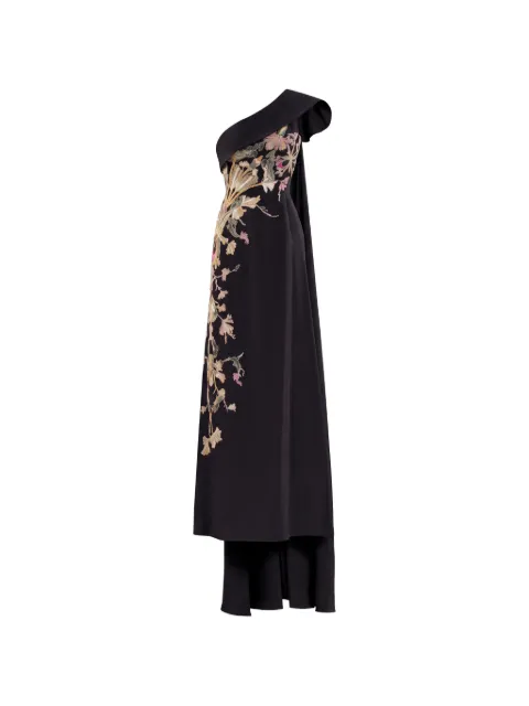 Saiid Kobeisy one-shoulder floral-embroidered evening dress Black RTEVSS26LD044