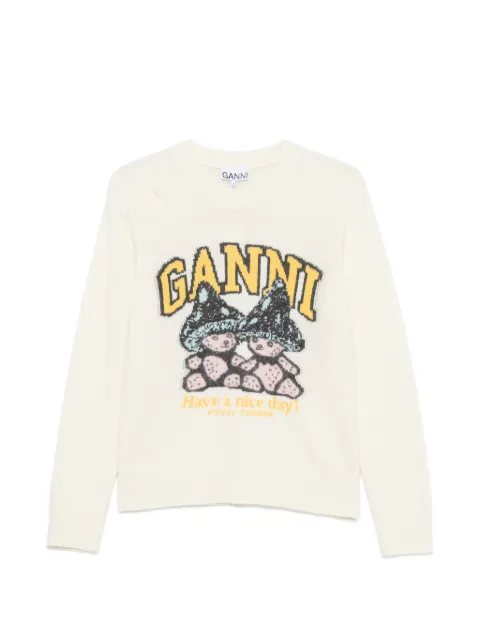 GANNI intarsia-knit sweater Neutrals A1150051