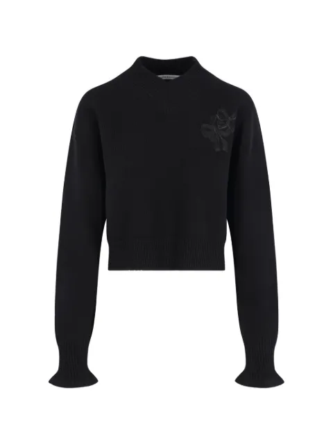 Cecilie Bahnsen bow-embroidered V-neck sweater Black 226KNI51003
