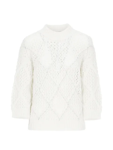 Peserico perforated-knit bead-embellished sweater White A99273F03R