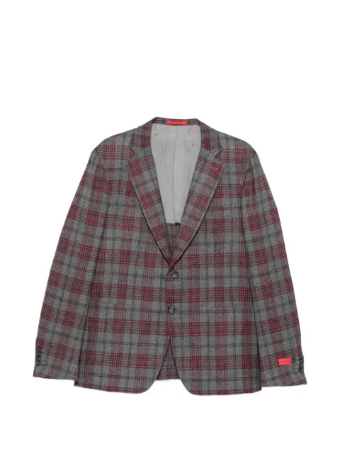 Isaia check-pattern notch-lapel blazer Grey C21GSI2119A