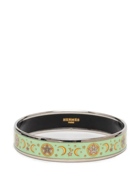 Hermès Pre-Owned 1990-2010 Narrow Enamel Moon and Stars Bangle 70 costume bracelet Green EB8Q3738K4LEU7XM
