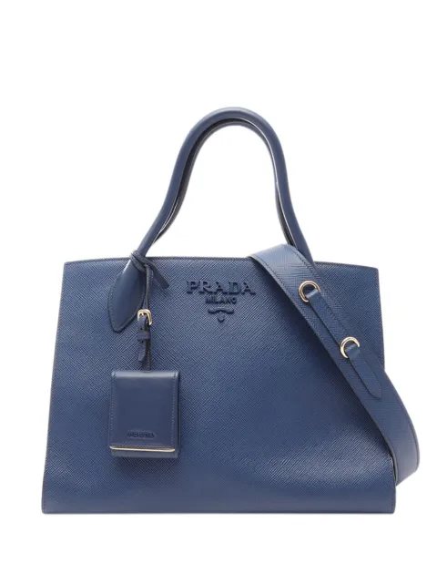 Prada Pre-Owned 2010-2026 Medium Saffiano Cuir Monochrome Top Handle Tote satchel Blue 7A9TNTQZ3X276OL2