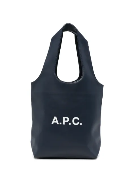 A.P.C. small Ninon logo-print tote bag Blue PUAATM61861
