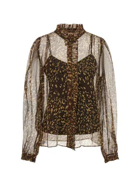 TWINSET animal-print ruffled shirt Brown 262TP269B