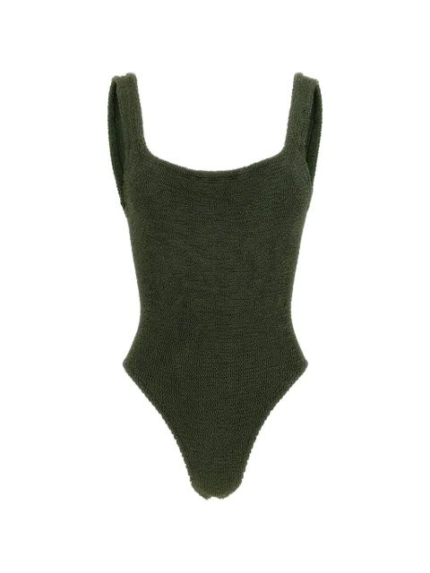Hunza G crinkle-effect square-neck swimsuit Green SQUARENECKSWIM