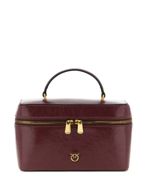 PINKO Love Birds crumpled leather tote bag Red 106348A2JC