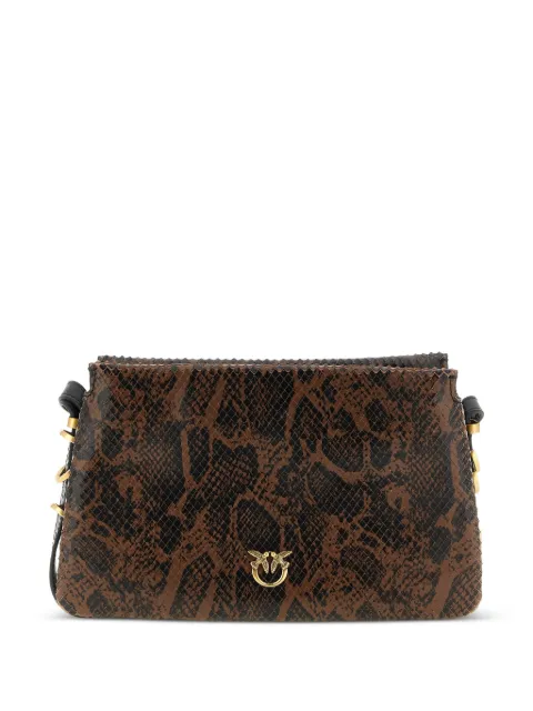 PINKO Love Birds python-print leather crossbody bag Brown 105883A3E5