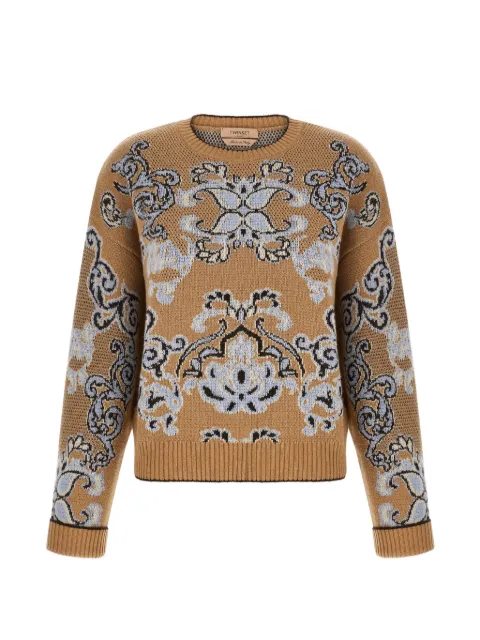 TWINSET jacquard tapestry-inspired sweater Brown 262TP348313972