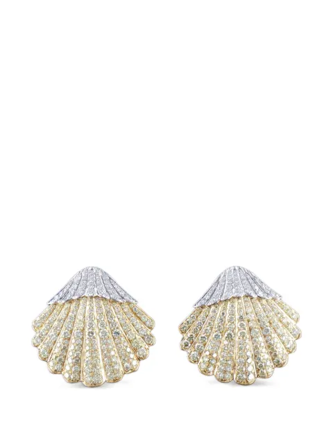 HYT Jewelry yellow and white diamond shell earrings Gold E556JN