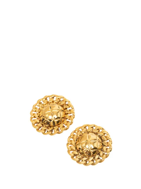 CHANEL Pre-Owned 1970-1980 CC Gold Plated Quilted Chain Trim Clip On Earrings costume earrings Gold KQ69PO0CUO8LCQOS
