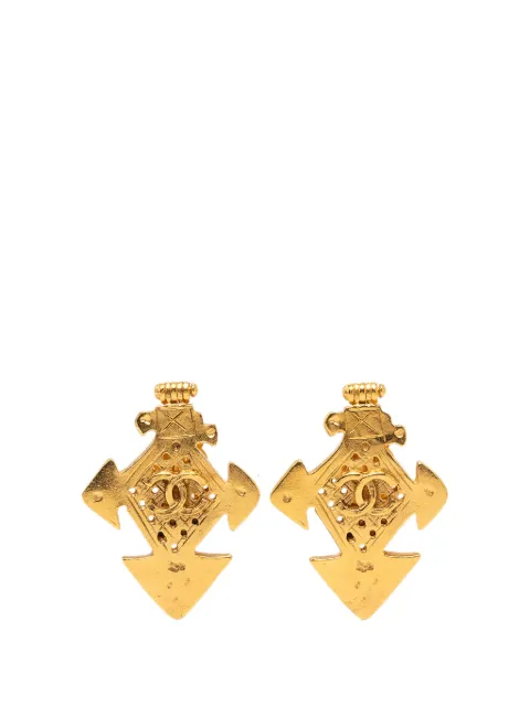 CHANEL Pre-Owned 1994 CC Gold Plated Cross Clip On Earrings costume earrings Gold EHUMK7HW9WK4PL65