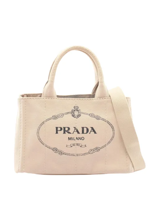 Prada Pre-Owned 2000-2016 Small Canvas Canapa Logo satchel Neutrals EB8S8SQL9DGBGB5G