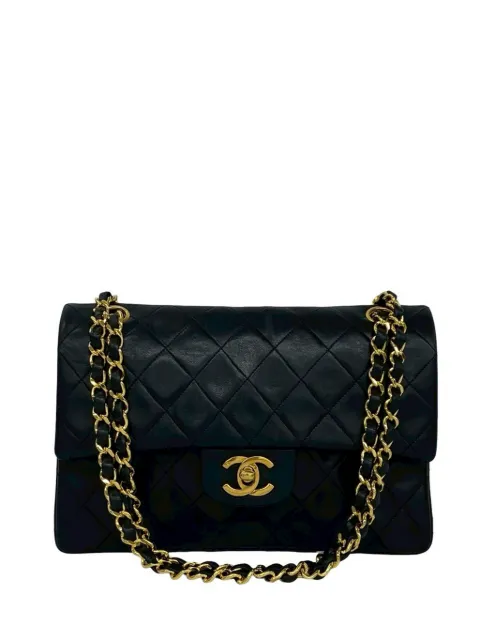 CHANEL Pre-Owned 1986-1994 Medium Classic Lambskin Double Flap shoulder bag Black 9T85H2JIP9CO50AA