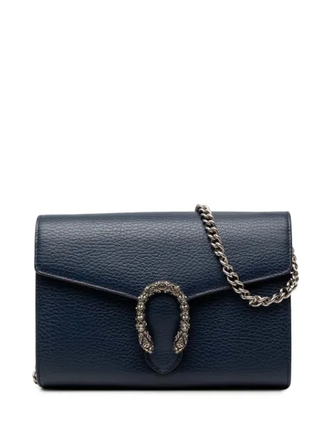 Gucci Pre-Owned 2016-2026 Calfskin Dionysus Wallet on Chain crossbody bag Blue XAVRWET93HJUUFRA