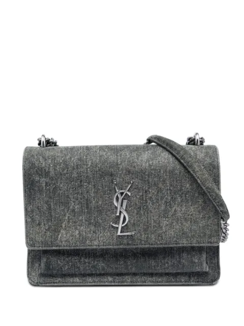 Saint Laurent Pre-Owned 2017 Medium Denim Monogram Sunset crossbody bag Grey W2JU4NMMHA0DK3ED