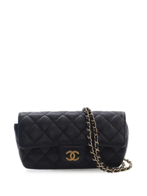 CHANEL Pre-Owned 2021 CC Quilted Caviar Sunglasses Case with Chain crossbody bag Black 39MSLE8M4LXMR31D
