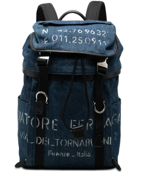 Ferragamo Pre-Owned 2015 Printed Denim backpack Blue I6QAJ5FE5FLSCXWM