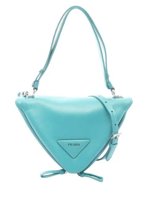 Prada Pre-Owned 2022 Nappa Padded Signaux Triangle satchel Blue P1K0B3PPAWKUA5X5