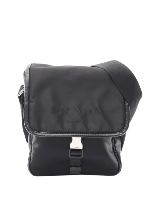 Prada Pre-Owned 2000-2025 Saffiano Trimmed Tessuto Buckle Messenger Bag crossbody bag Black FVIX7VCO4WQDWRQI