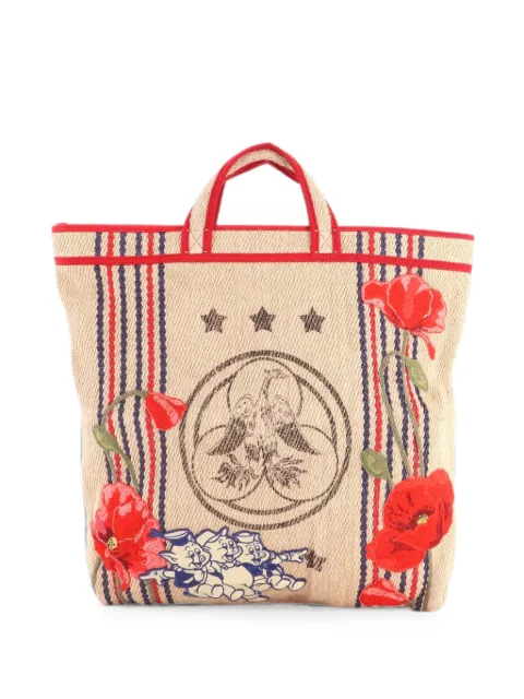 Gucci Pre-Owned Disney Three Little Pigs Open Raffia with Applique tote bag Neutrals LFHF9VUE92IB8IWZ