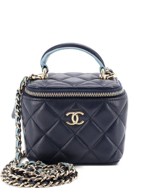 CHANEL Pre-Owned Classic Top Handle Vanity Case with Chain Quilted Lambskin Mini crossbody bag Blue JUGAUCT7Q3SFB9IR
