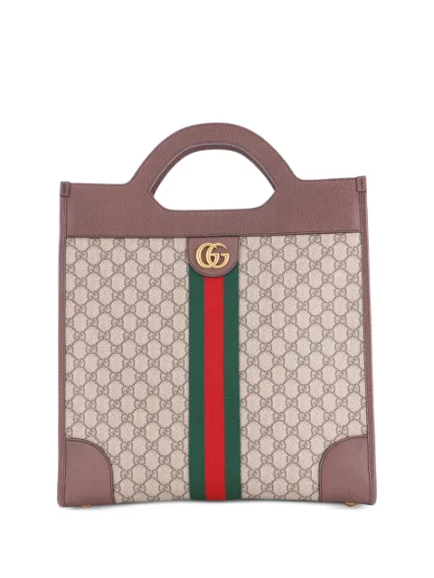 Gucci Pre-Owned Ophidia Cut Out Handle Bag GG Coated Canvas with Leather Large satchel Brown GQGIGQ9YZOV1OHE2