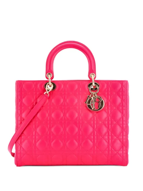 Christian Dior Pre-Owned Lady Dior Bag Cannage Quilt Lambskin Large tote bag Pink CPVR74Y5LNQEQQWF