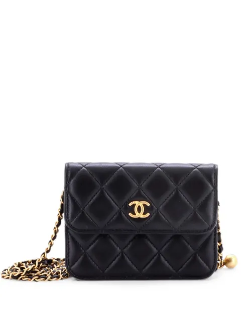 CHANEL Pre-Owned Pearl Crush Flap Clutch with Chain Quilted Lambskin Mini crossbody bag Black Y29IMI0X61FWD76J
