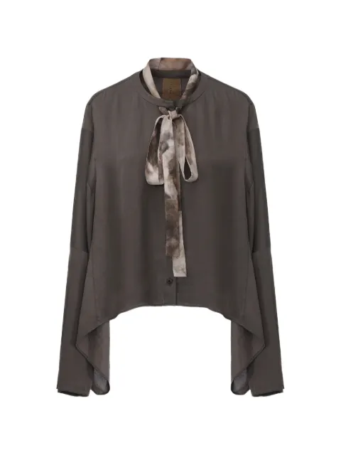 ELYWOOD detachable-ribbon crew-neck shirt Grey 2FS034WL