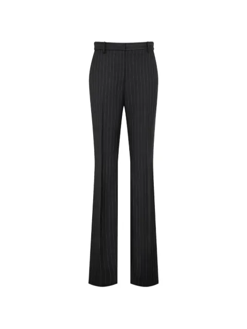 TOM FORD chalk-stripe wool-mohair tailored straight boyfriend pants Black PAW686FAX1803