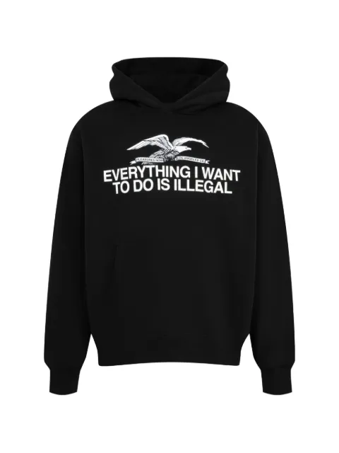Pleasures Illegal graphic-print drawstring hoodie Black P26SU029