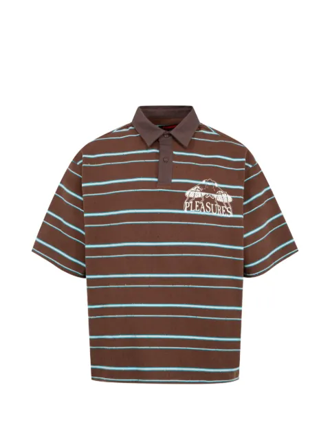 Pleasures Teleport boxy striped polo shirt Brown P26SU009