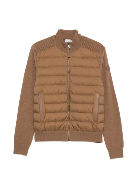 Moncler quilted-panel zip-up cardigan Brown L20919B00011M4281
